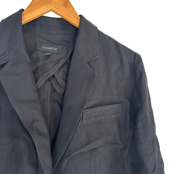 Talbots 100% Linen Blazer 14 Black Jacket Coat Women's Academia Office Career - Picture 1 of 6